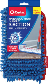 O-Cedar Hardwood Floor 'N More 3-Action Flip Mop Head Replacement | Machine Washable | Reusable | Microfiber Refill | Removes 99% of Bacteria