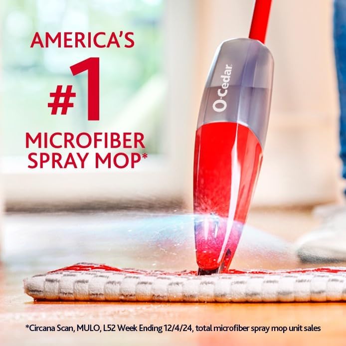 O-Cedar ProMist MAX Spray Mop, PMM with 2 Extra Refills, Red