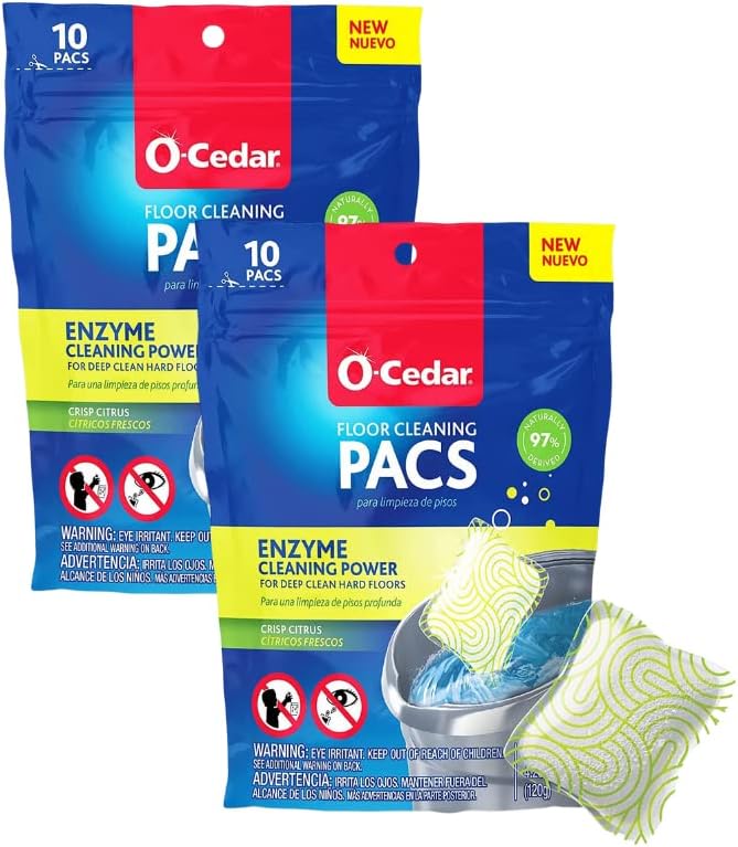 O-Cedar PACS Hard Floor Cleaner, Lavender Scent 10 Count (1-Pack) | Made with Naturally-Derived Ingredients | Safe to Use on All Hard Floors | Perfect for Mop Buckets
