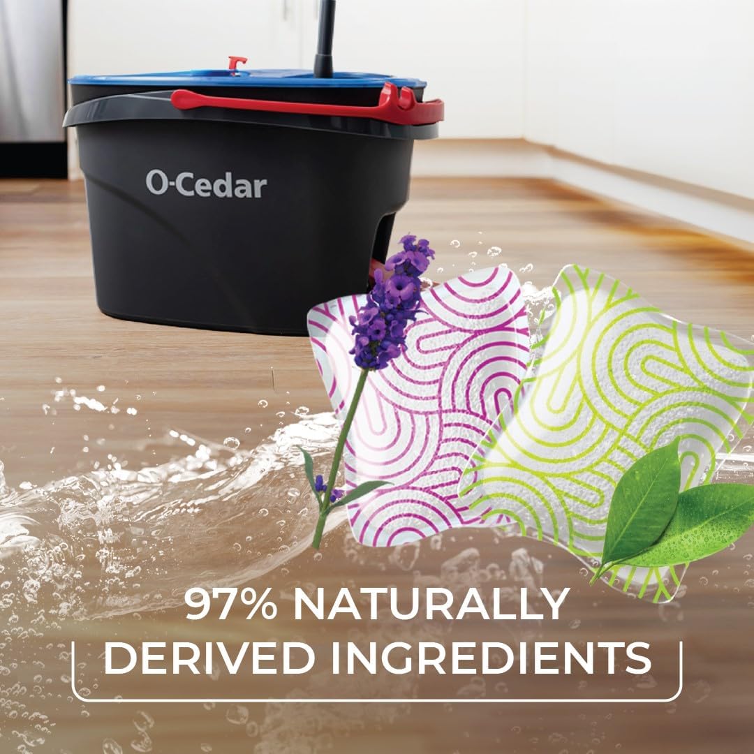 O-Cedar PACS Hard Floor Cleaner, Lavender Scent 10 Count (1-Pack) | Made with Naturally-Derived Ingredients | Safe to Use on All Hard Floors | Perfect for Mop Buckets