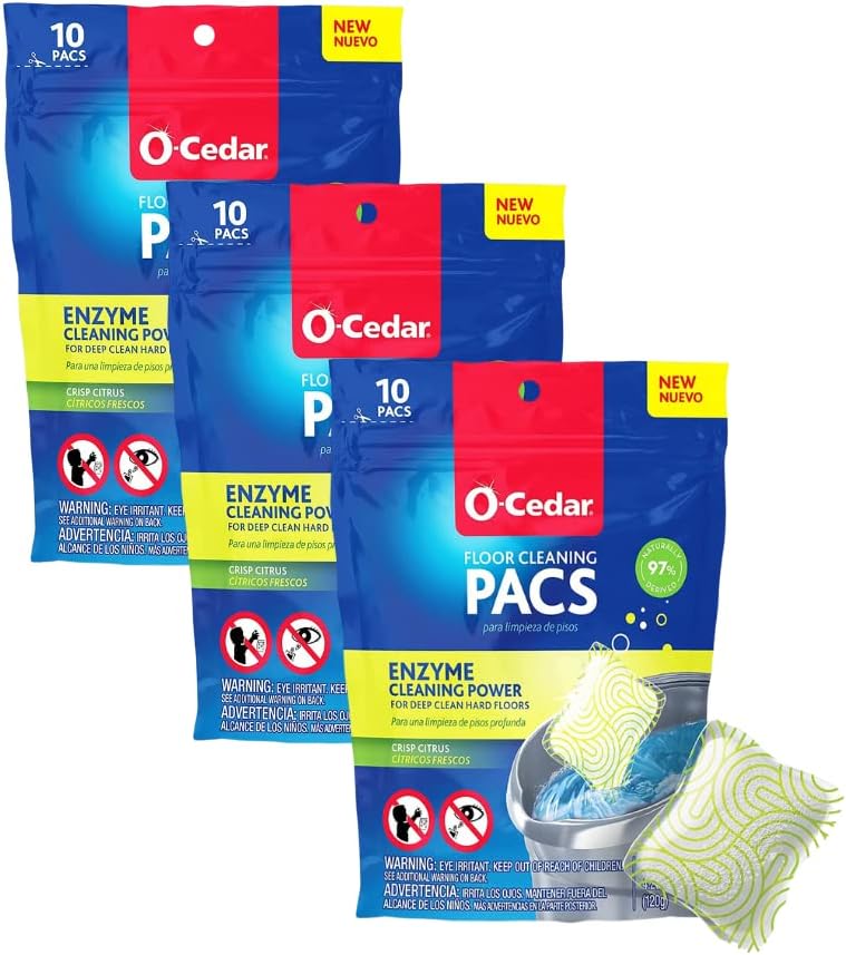 O-Cedar PACS Hard Floor Cleaner, Lavender Scent 10 Count (1-Pack) | Made with Naturally-Derived Ingredients | Safe to Use on All Hard Floors | Perfect for Mop Buckets