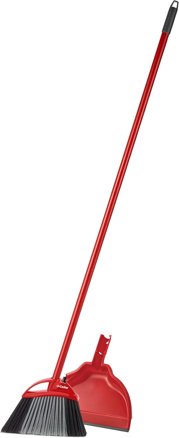 O-Cedar Pet Pro Broom with Step-On Dustpan | Remove 99% with One Sweep | DustPan Removes 3 Times More Pet Hair | Quiet Cleaning Tool for Cat and Dog Owners