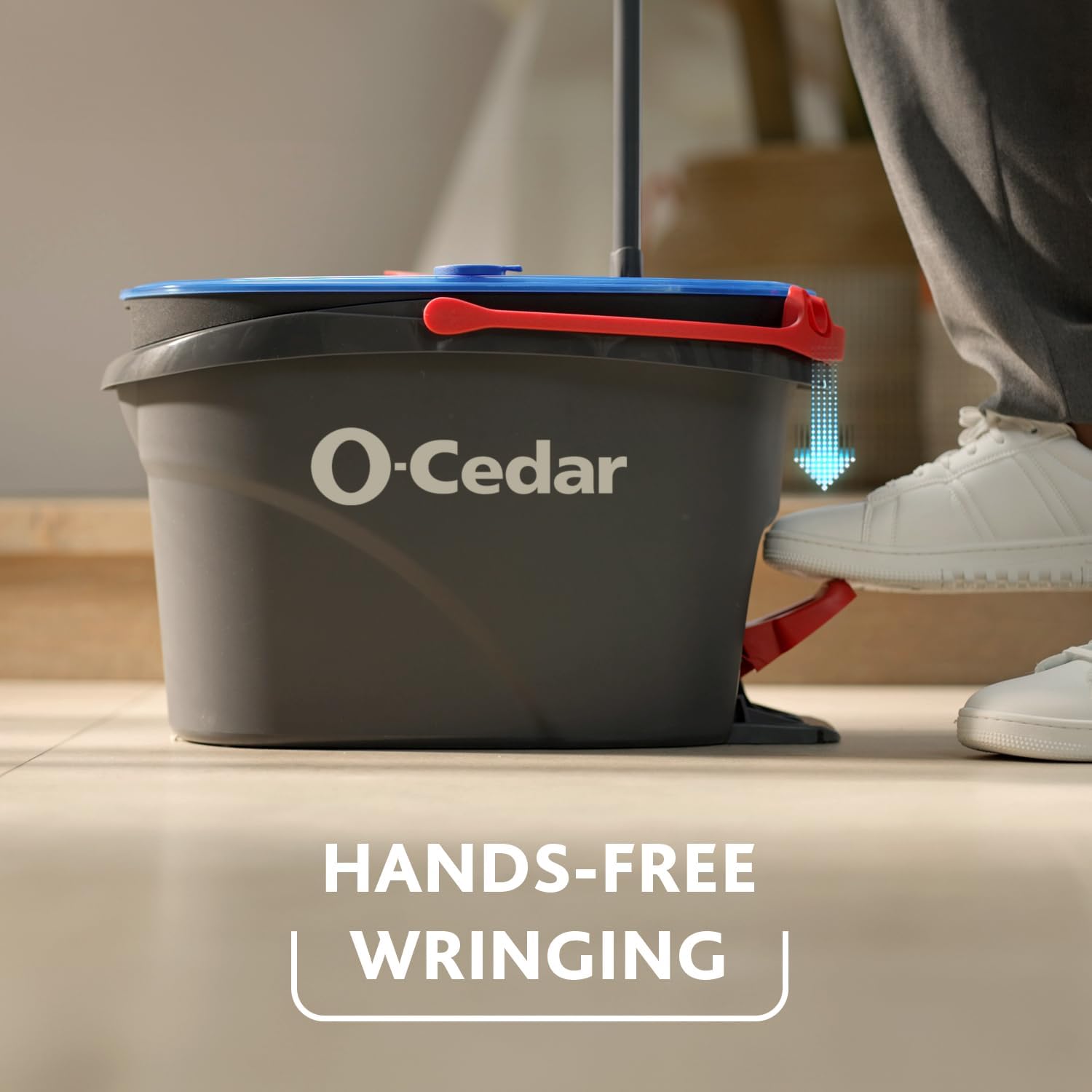 O-Cedar RinseClean Spin Mop & Bucket System + 2 Extra Mop Heads| Clean with Clean Water | Removes 99% of Bacteria