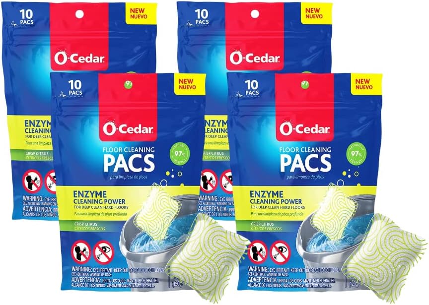 O-Cedar PACS Hard Floor Cleaner, Lavender Scent 10 Count (1-Pack) | Made with Naturally-Derived Ingredients | Safe to Use on All Hard Floors | Perfect for Mop Buckets