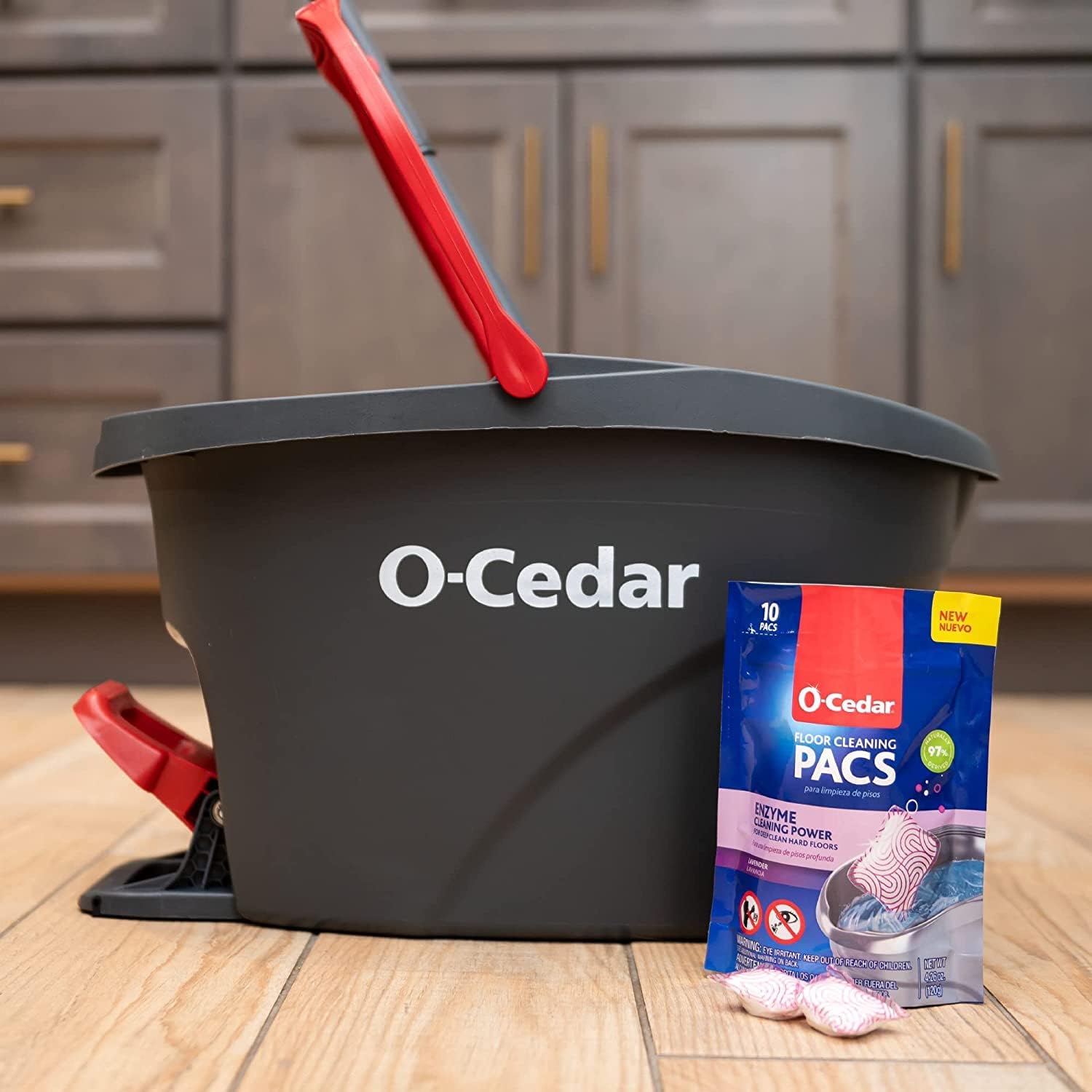 O-Cedar PACS Hard Floor Cleaner, Lavender Scent 10 Count (1-Pack) | Made with Naturally-Derived Ingredients | Safe to Use on All Hard Floors | Perfect for Mop Buckets