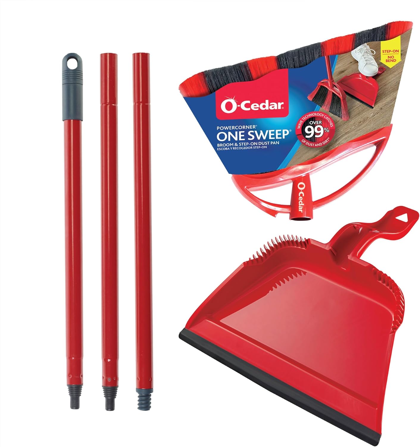 O-Cedar Pet Pro Broom with Step-On Dustpan | Remove 99% with One Sweep | DustPan Removes 3 Times More Pet Hair | Quiet Cleaning Tool for Cat and Dog Owners