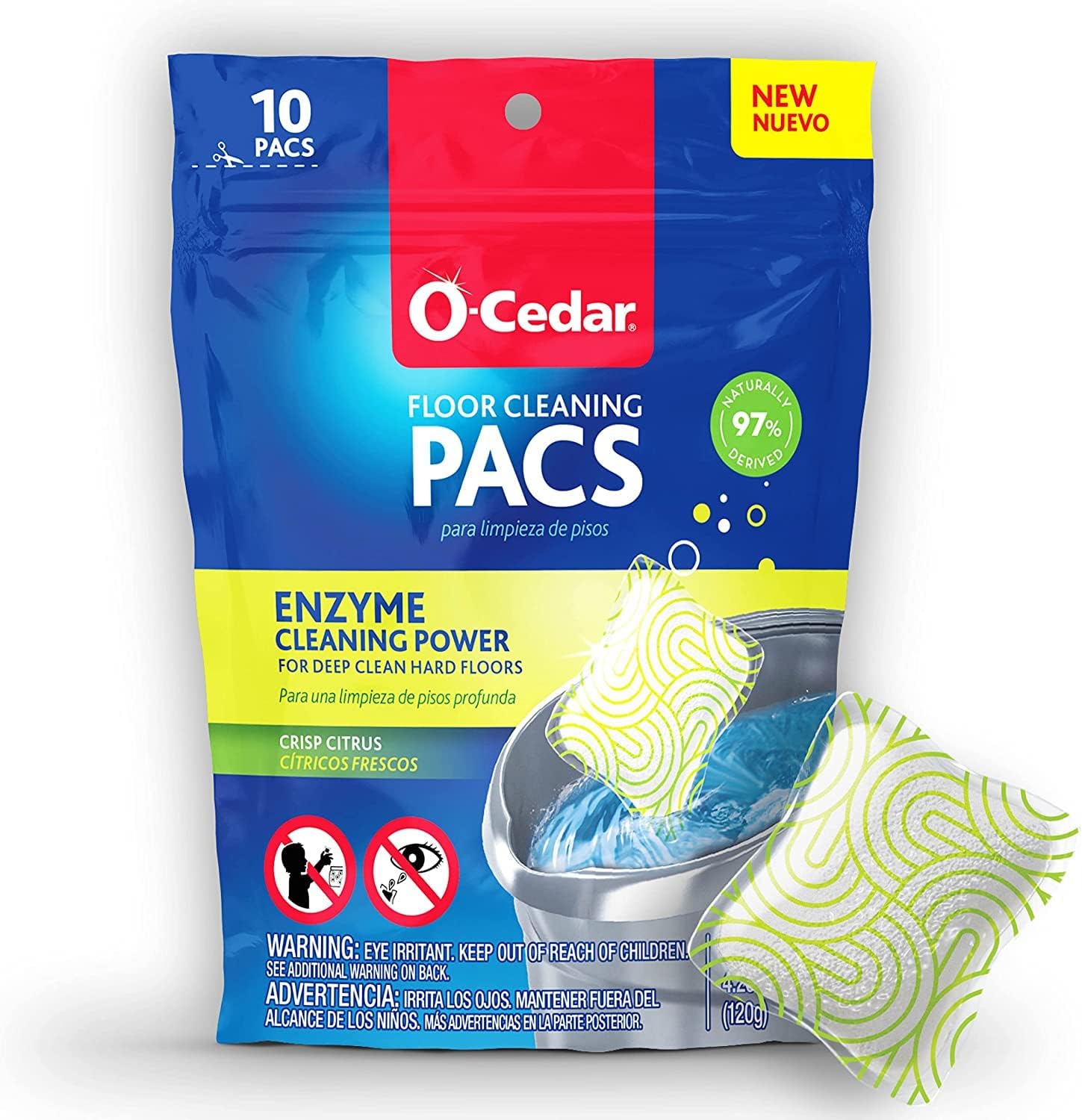 O-Cedar PACS Hard Floor Cleaner, Lavender Scent 10 Count (1-Pack) | Made with Naturally-Derived Ingredients | Safe to Use on All Hard Floors | Perfect for Mop Buckets