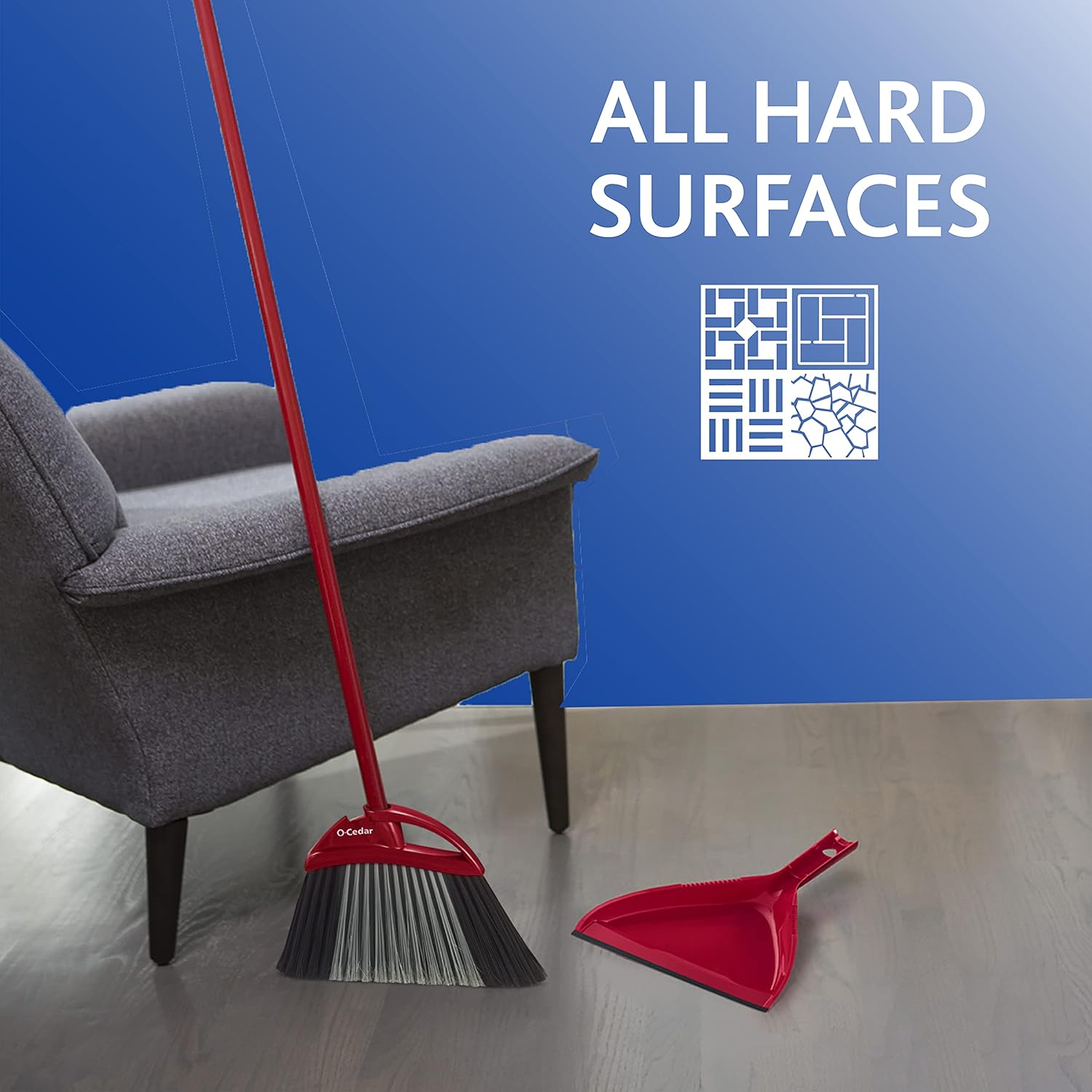 O-Cedar Pet Pro Broom with Step-On Dustpan | Remove 99% with One Sweep | DustPan Removes 3 Times More Pet Hair | Quiet Cleaning Tool for Cat and Dog Owners