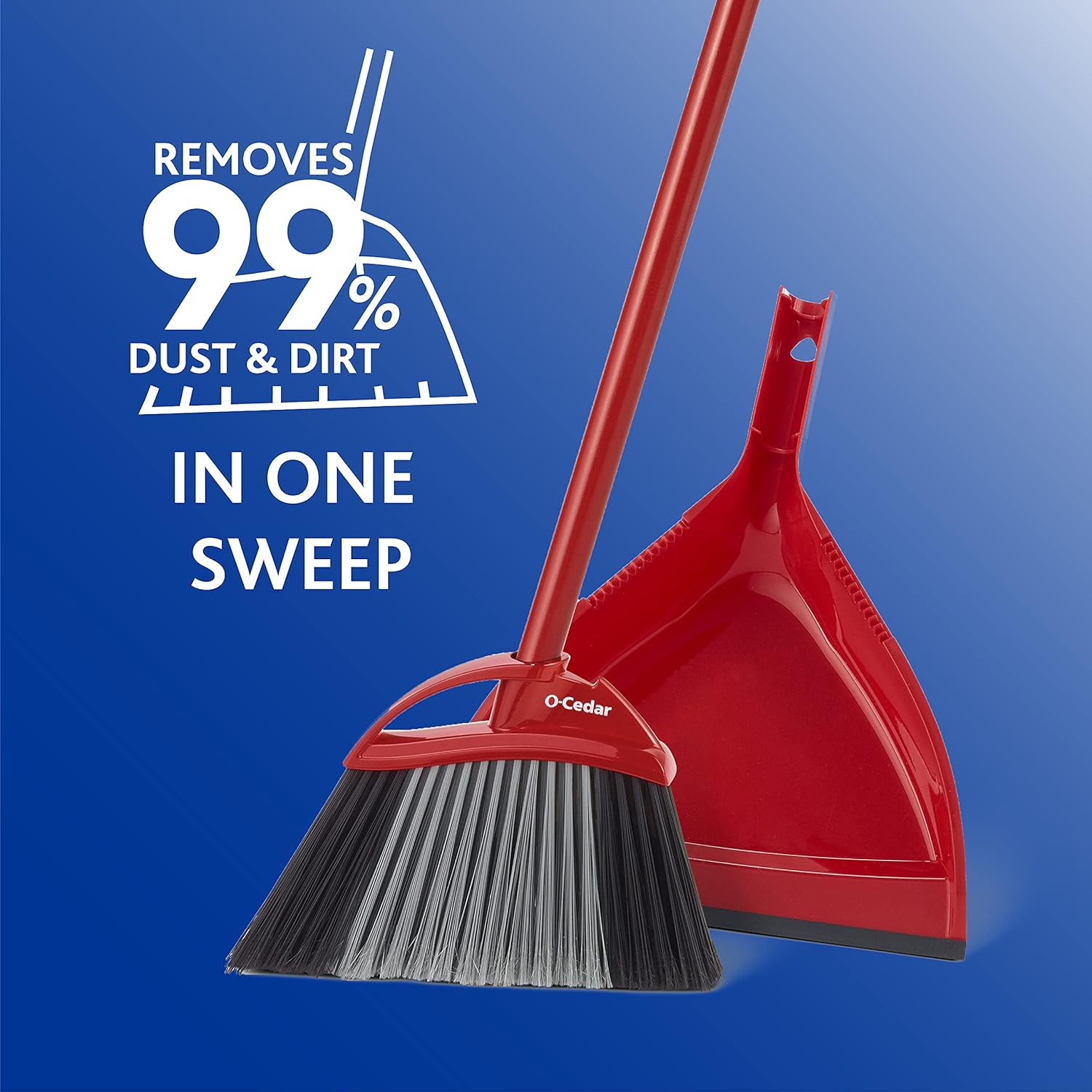 O-Cedar Pet Pro Broom with Step-On Dustpan | Remove 99% with One Sweep | DustPan Removes 3 Times More Pet Hair | Quiet Cleaning Tool for Cat and Dog Owners