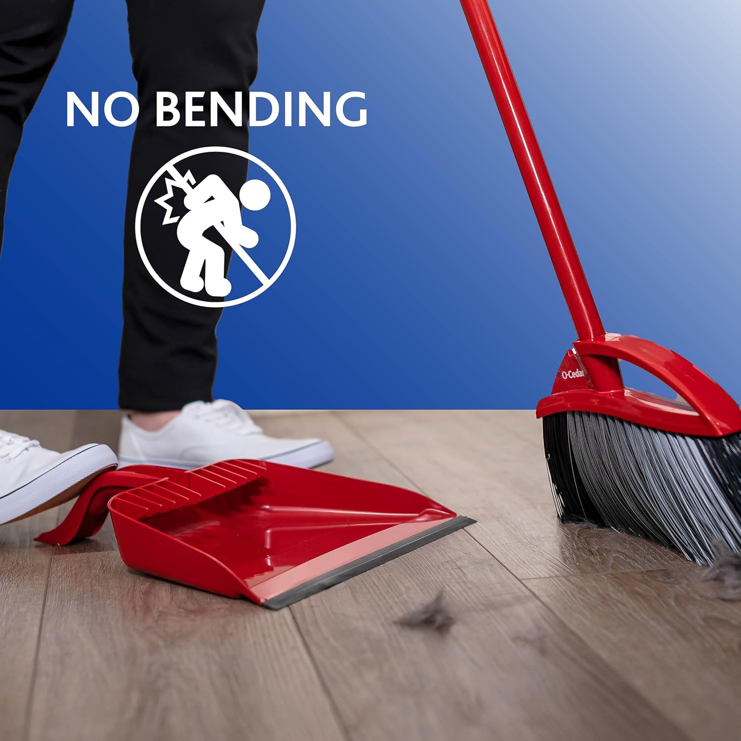 O-Cedar Pet Pro Broom with Step-On Dustpan | Remove 99% with One Sweep | DustPan Removes 3 Times More Pet Hair | Quiet Cleaning Tool for Cat and Dog Owners