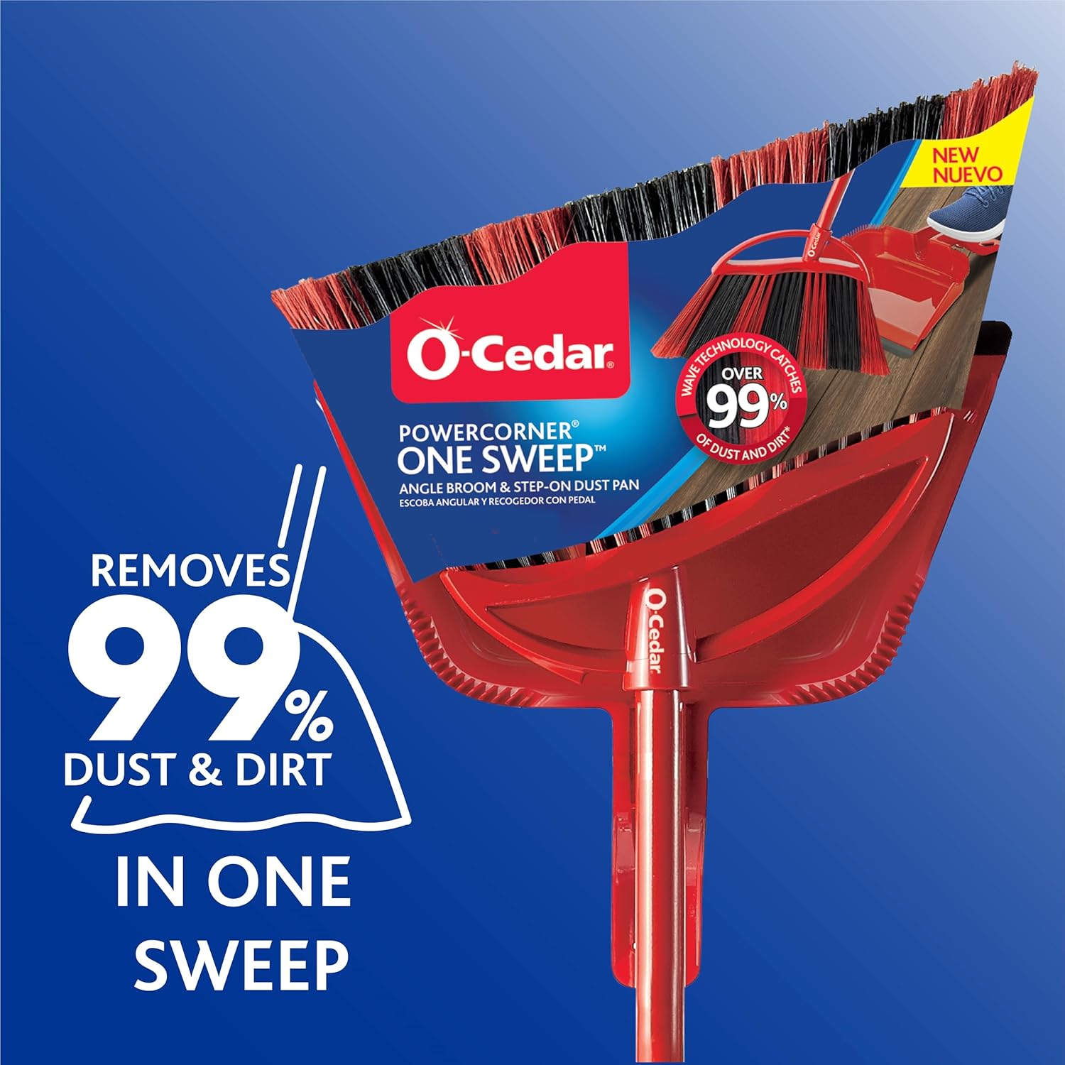 O-Cedar Pet Pro Broom with Step-On Dustpan | Remove 99% with One Sweep | DustPan Removes 3 Times More Pet Hair | Quiet Cleaning Tool for Cat and Dog Owners