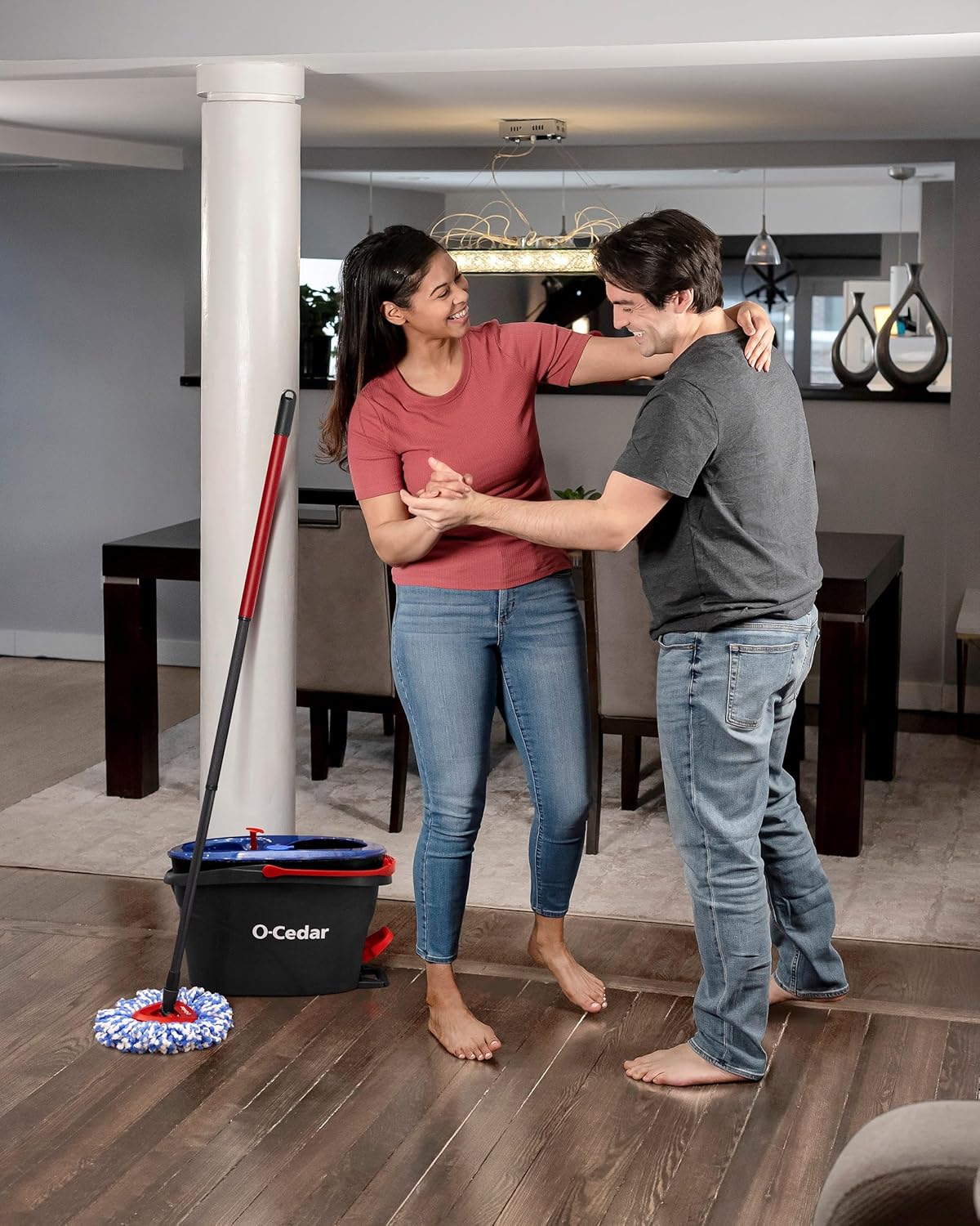O-Cedar RinseClean Spin Mop & Bucket System + 2 Extra Mop Heads| Clean with Clean Water | Removes 99% of Bacteria